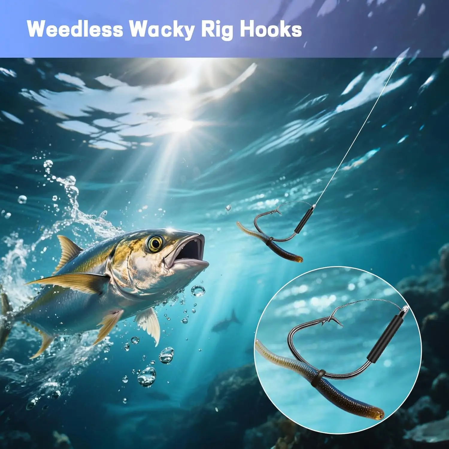 FishTrip Weedless Wacky Rig Hooks 25pcs Wide Gap Circle Soft Worm Bait Hook Nickle Plated Wacky Worm for Bass Fishing Neko Rig view 6