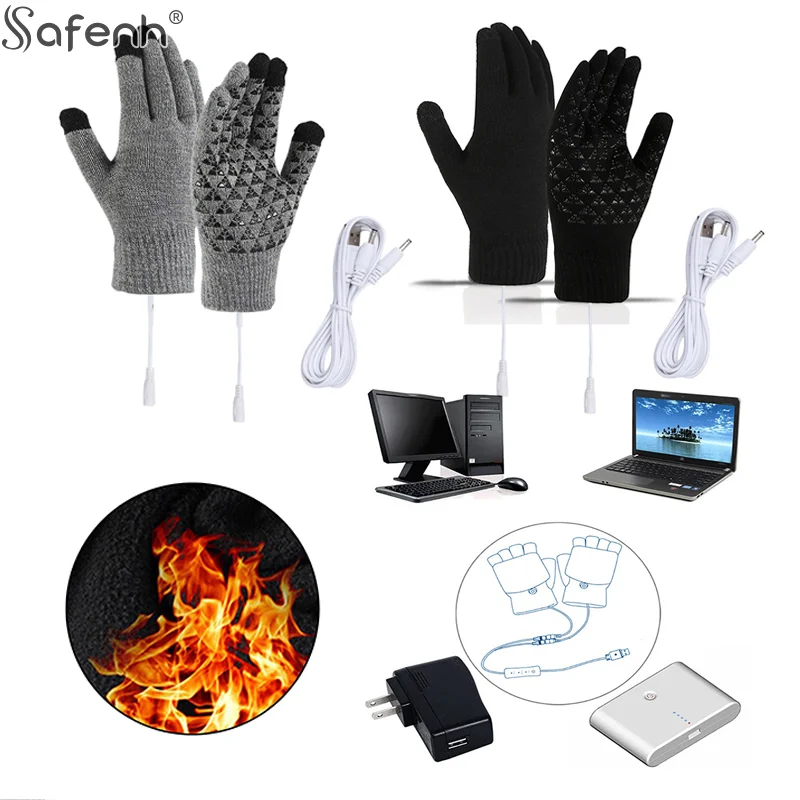 Guantes calefactables eléctricos con pantalla táctil, manoplas de esquí para conducción al aire libre, guantes calefactables por USB para montañismo con mochila (sin batería)