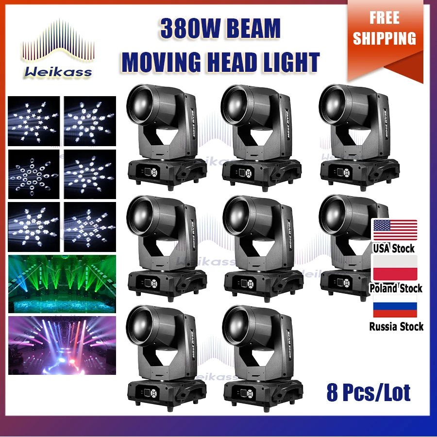 0 Tax 8PCS 380W Moving Head Beam Spot Stage Effect Lighting For Dj Disco Night Club Wedding Decoration Gobo Fixture Dj Effect