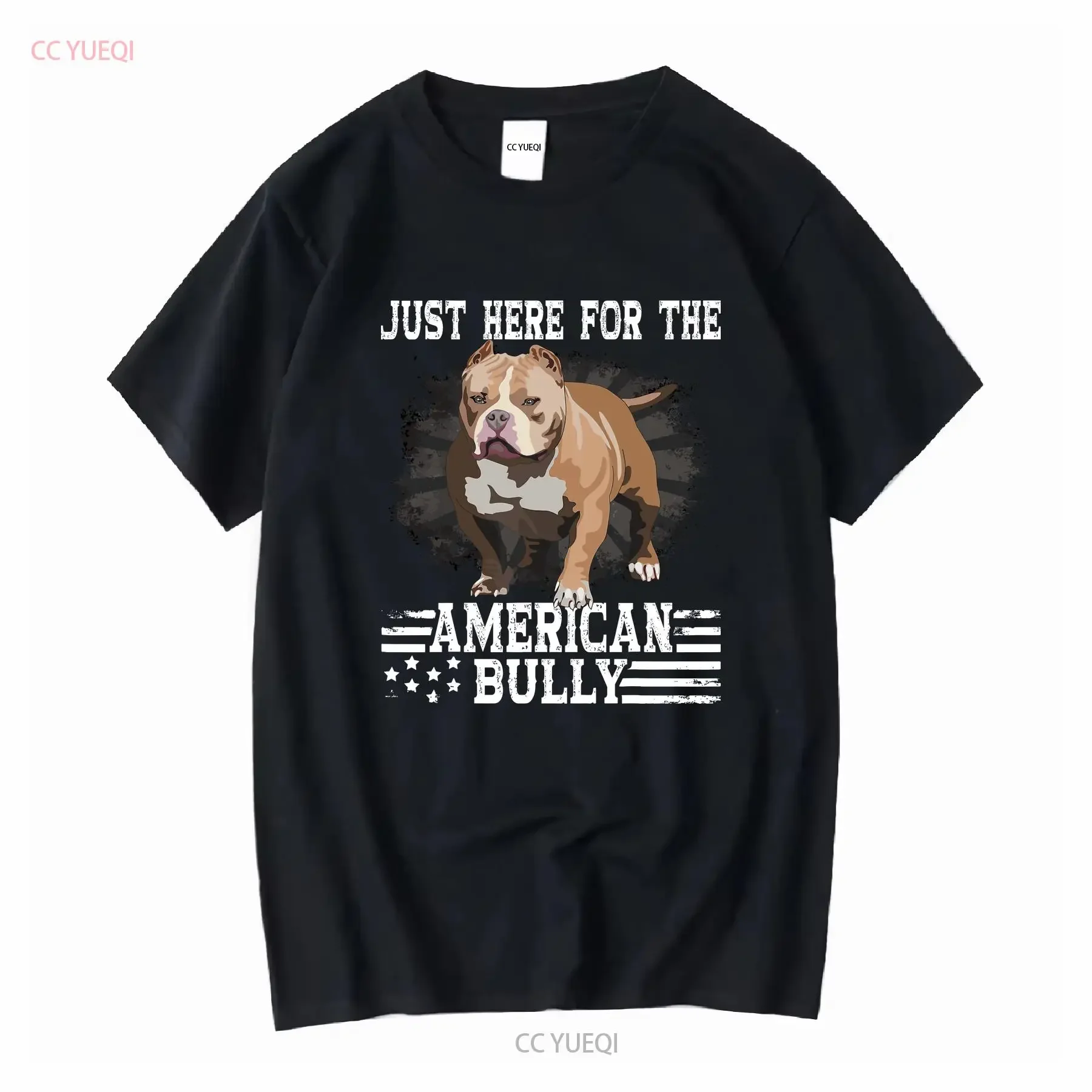 Camiseta vintage unisex Bully XL Pitbull Fan Just Here For The Dog, estilo americano, lavada, informal, suave, versátil, elástica, con gráfico.