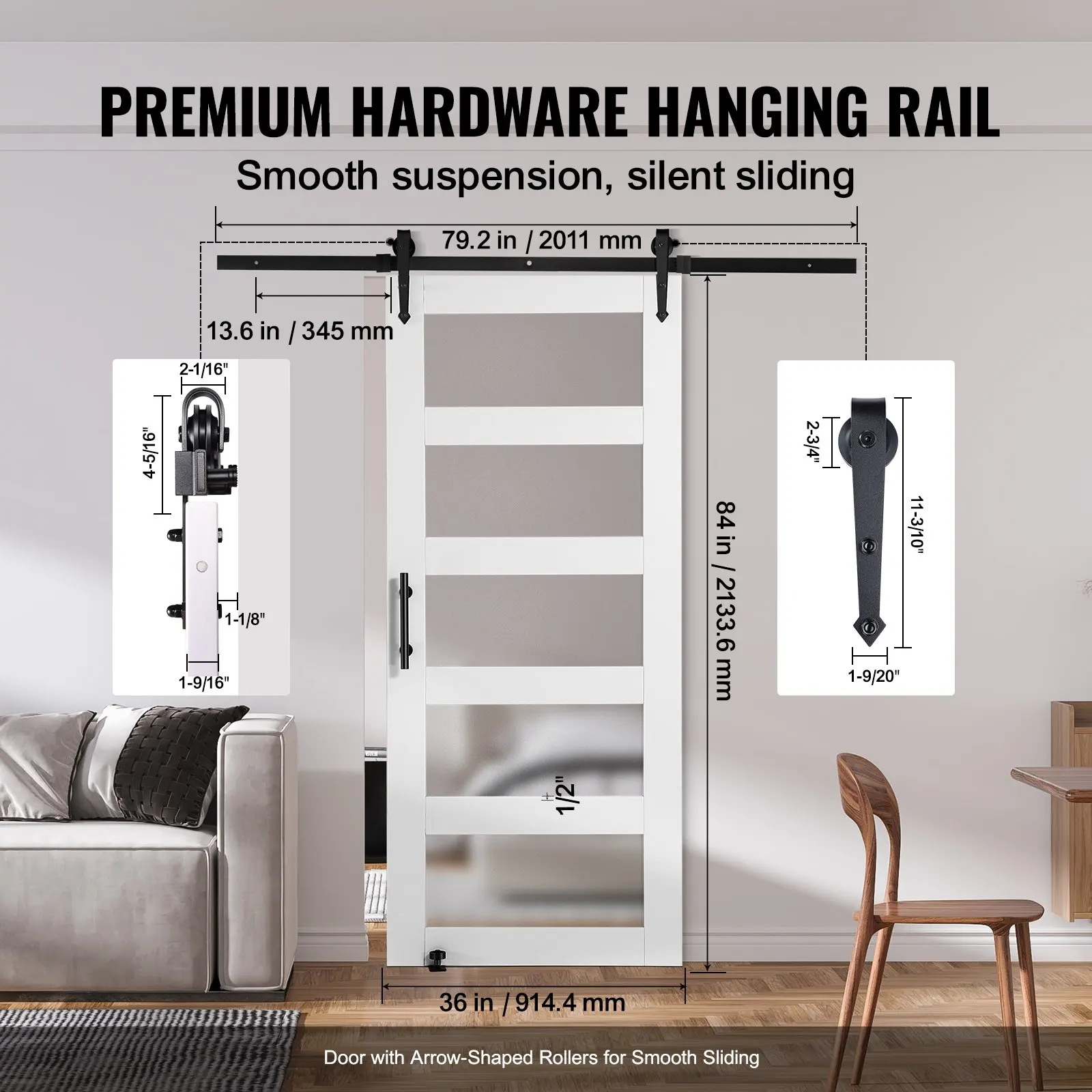 VEVOR Barn Door and Hardware Kit 36