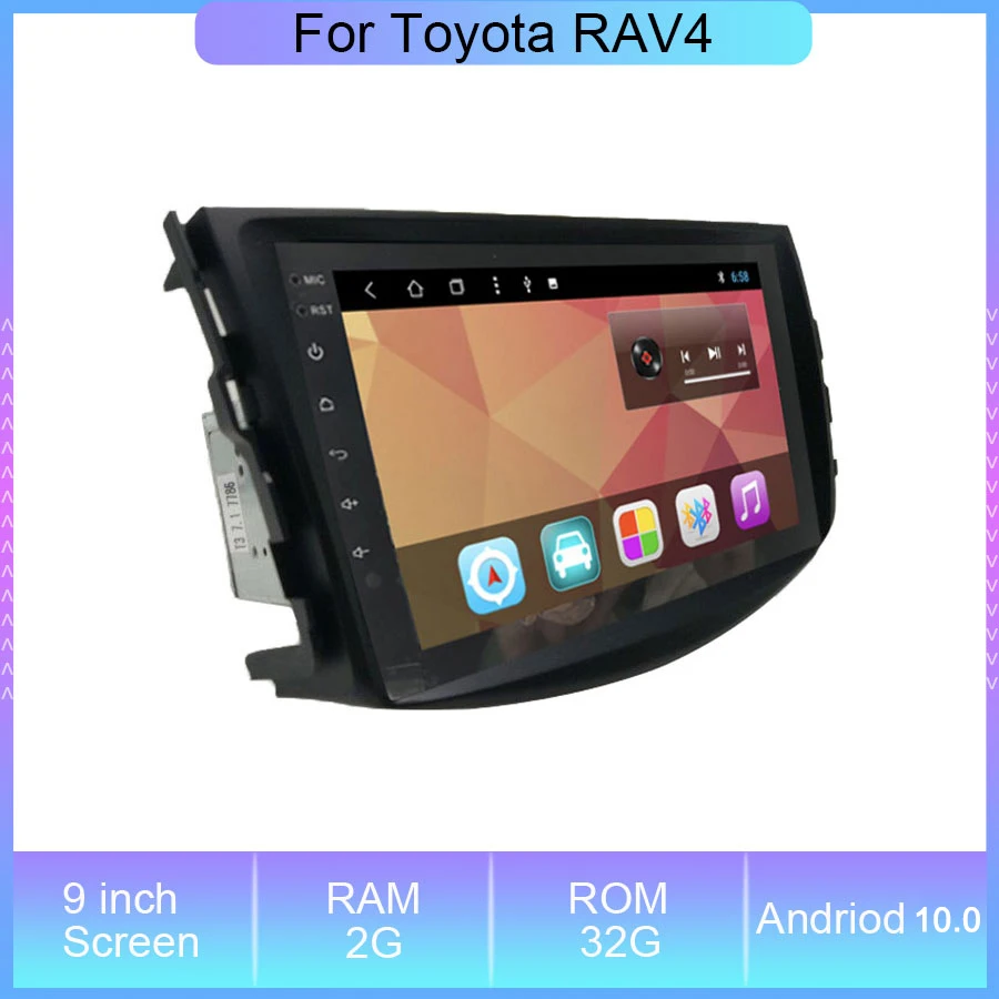 9 Inch Android 10 Car Radios Player For Toyota RAV4 2007-2011 Stereo Multimedia Player With 128G Audio Player