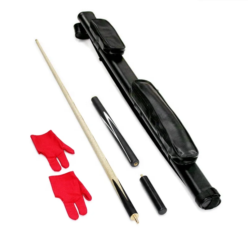 Black Leather Cue Bag + 3/4 Cue Stick + 2pcs Red Gloves Sale As Kit