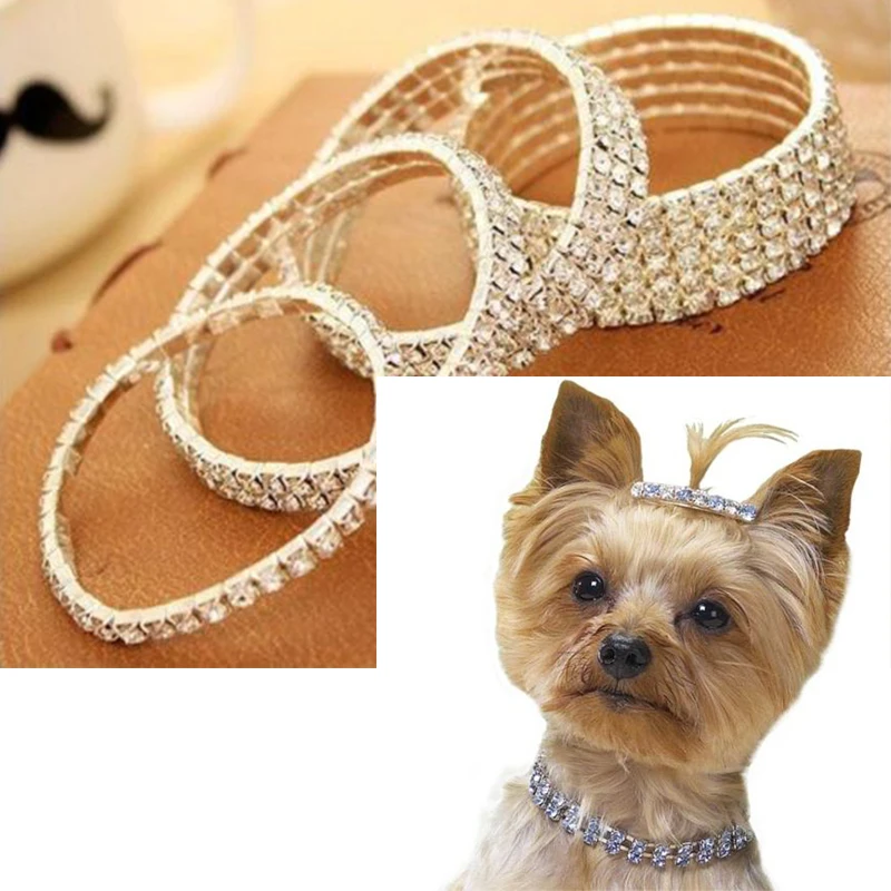 

Luxury Pet Necklace Cat Dog Collar With Crystal Rhinestone Wedding Jewelry Metal Puppy Cats Collars Necklace Pet Accessories