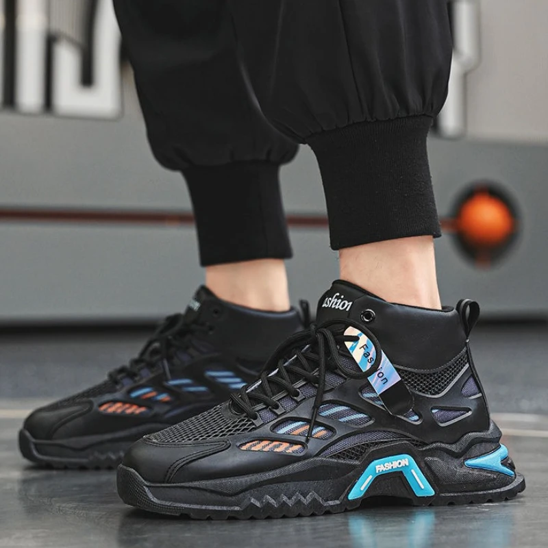 

Высокие мужские повседневные кроссовки на толстой платформе с сетчатым верхом, баскетбольные тенденции, низкая цена, мужская спортивная обувь высокого качества