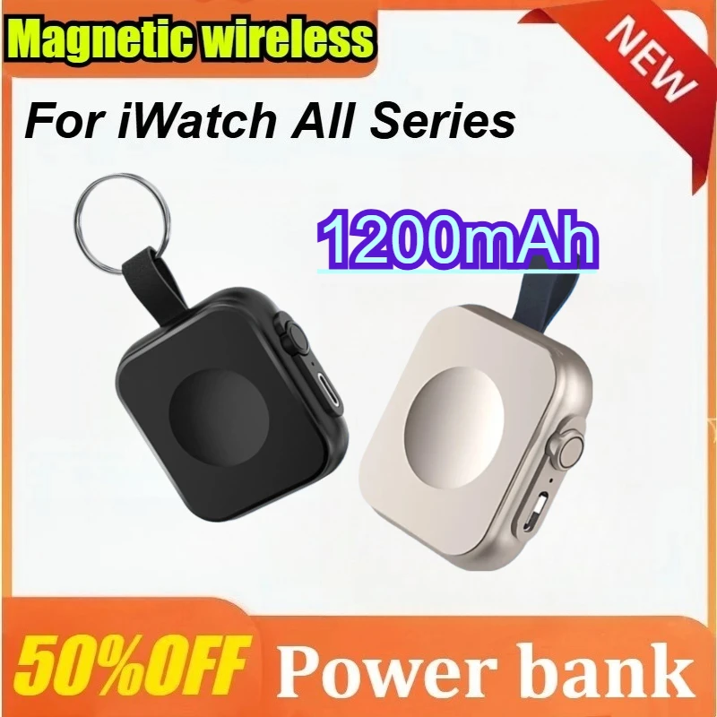 

1200mAh Mini Magnetic Wireless For Apple Watch Series Type C L Cable Fast Charger Portable Mobile Power Bank