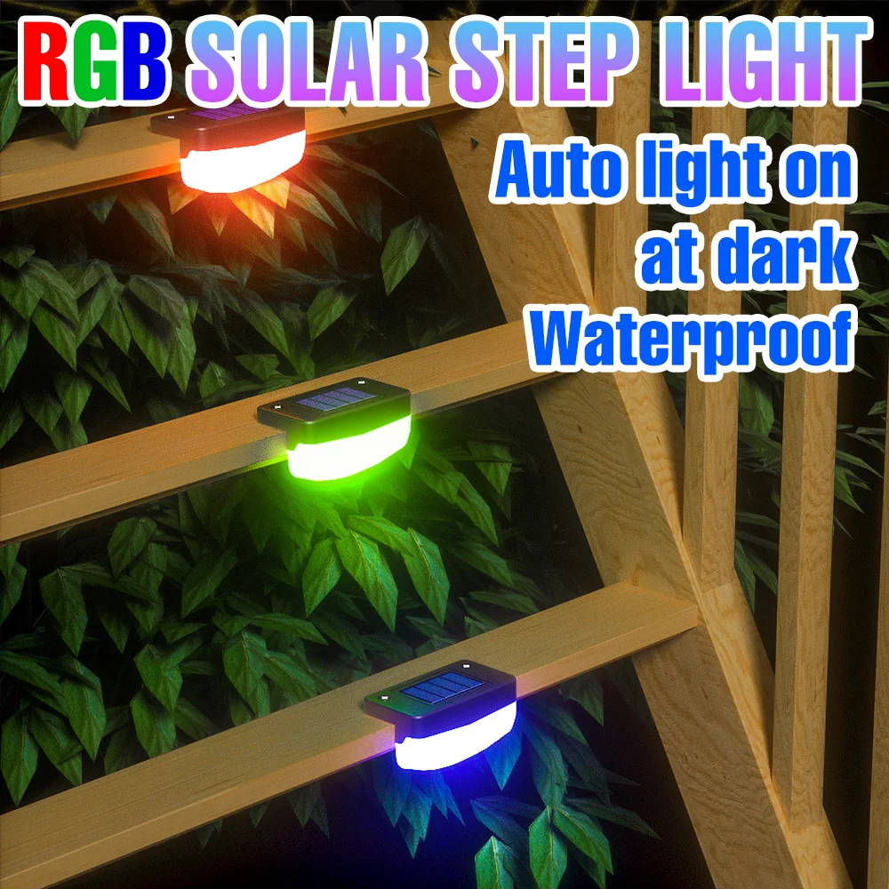 LED Outdoor Lamp Solar Stairs Step Lights Waterproof Garden Courtyard Railing Fence Corridor Atmospheric Decoration Lighting