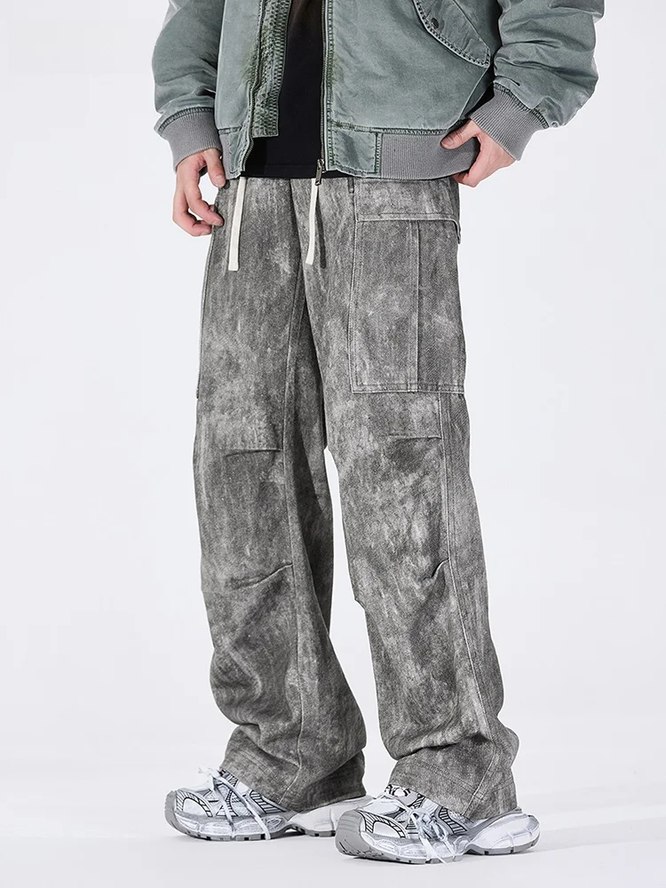 

Loose Fit Straight Leg Casual Pants Men's Elastic Waist Workwear Trousers Comfortable Breathable Cotton Mountain Climbing