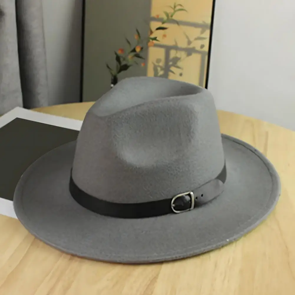 Vintage Gentleman Hat English Style Jazz Hat With Adjustable Belt Decor Cap Short Brim Dome Headwear For Daily Party Performance