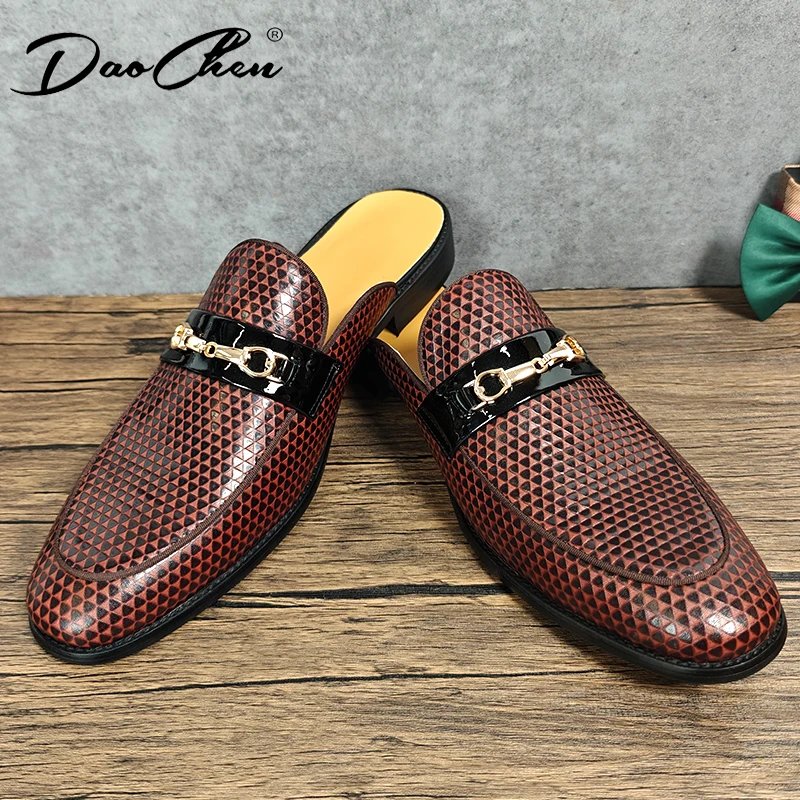 Summer Breathable Shoes Men Fashion Genuine Leather Half Shoes Slip on Moccasins Casual Italian Style Luxury Brand Half Loafers