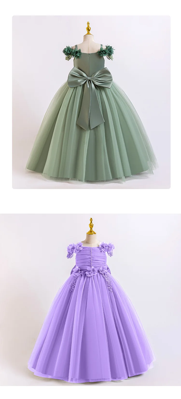 Elegant Girl Party Dresses First Communication Girls Princess Long Dress Gown 8-12 Years
