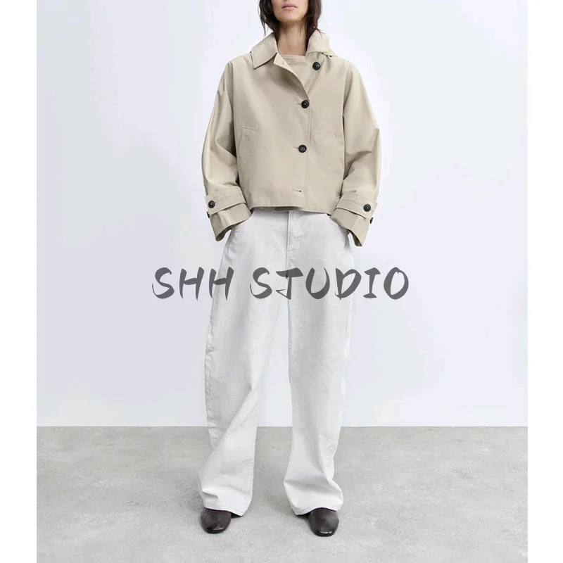 

Brown Trench Women'S Fashionable Raincoat Comfortable Cinched Splice Selling Breathable Harajuku Graphic Couple Sweatshirt