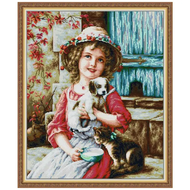 Best of Friends Patterns Counted Cross Stitch Set 11CT 14CT 16CT Stamped DMC Cross-stitch Kit Embroidery Needlework Home Decor