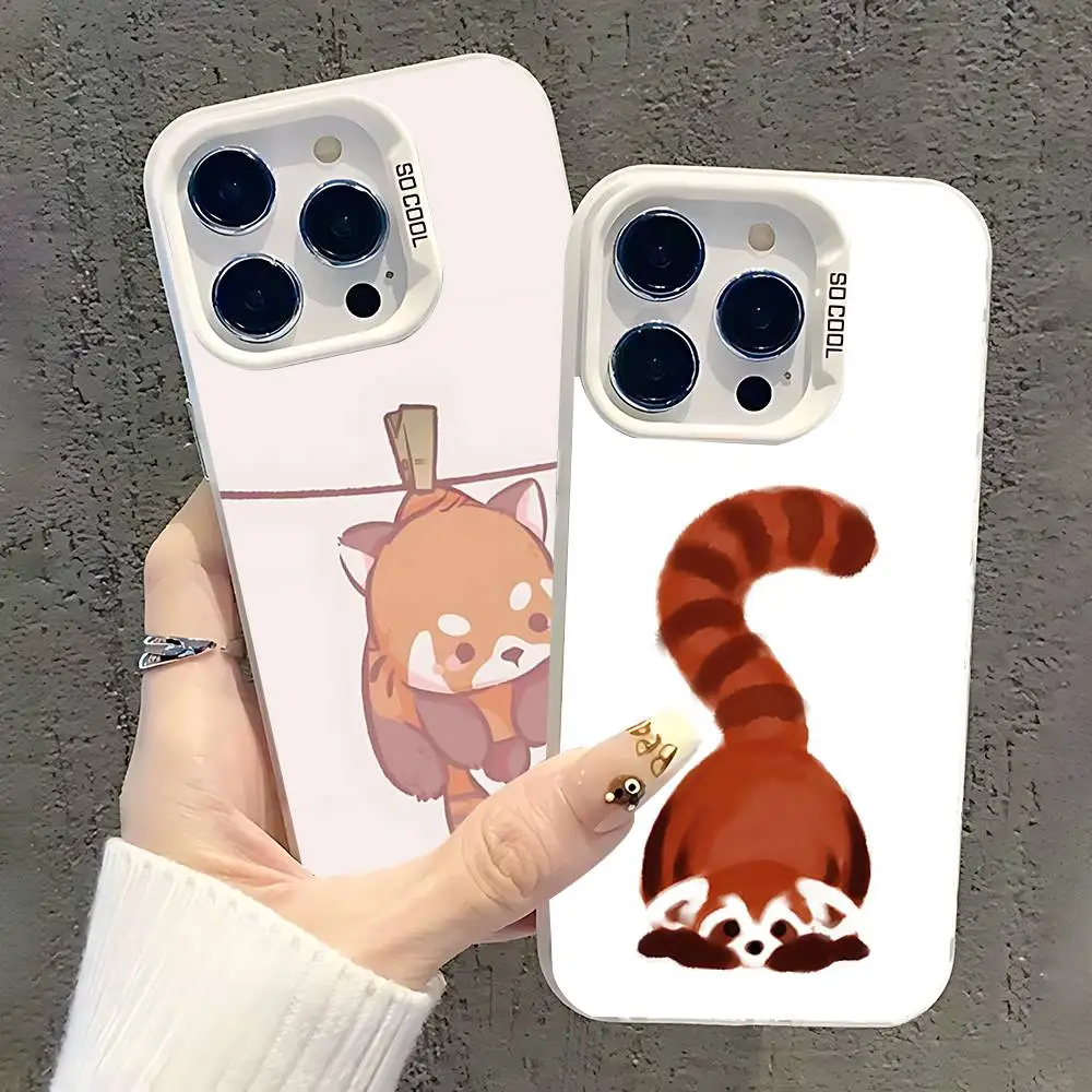 

Cute Red panda Animal Phone Case For iPhone 17,16,15,14,13,12,11,Pro,XS,Max,Plus,Mini,SE White Candy Matte Shockproof Cover