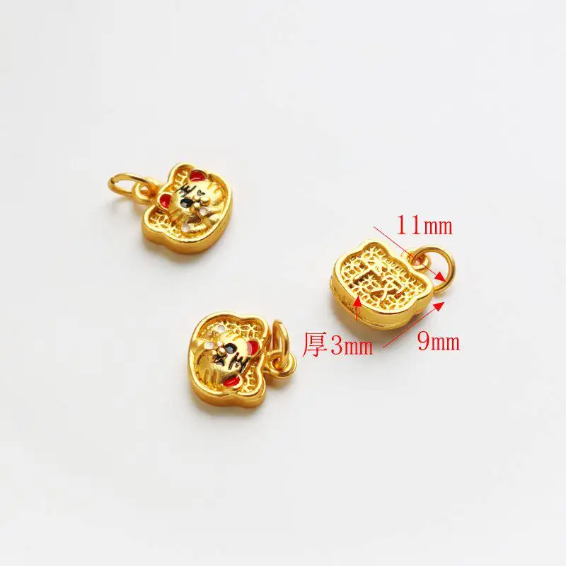 18K Matte Gold Plated Enamel Mini Tiger Peace Charms DIY Bracelet Necklace Earring Jewelry Tag Findings
