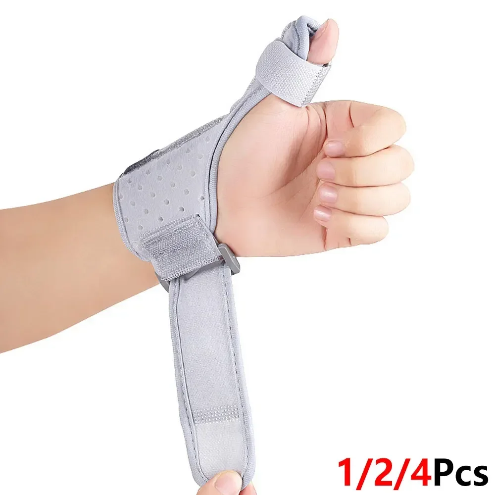 1/2/4Pcs Thumb & Wrist Protective Splint Brace, Detachable Aluminum Plate, Hook & Loop Adjustable Support, Breathable Stabilizer