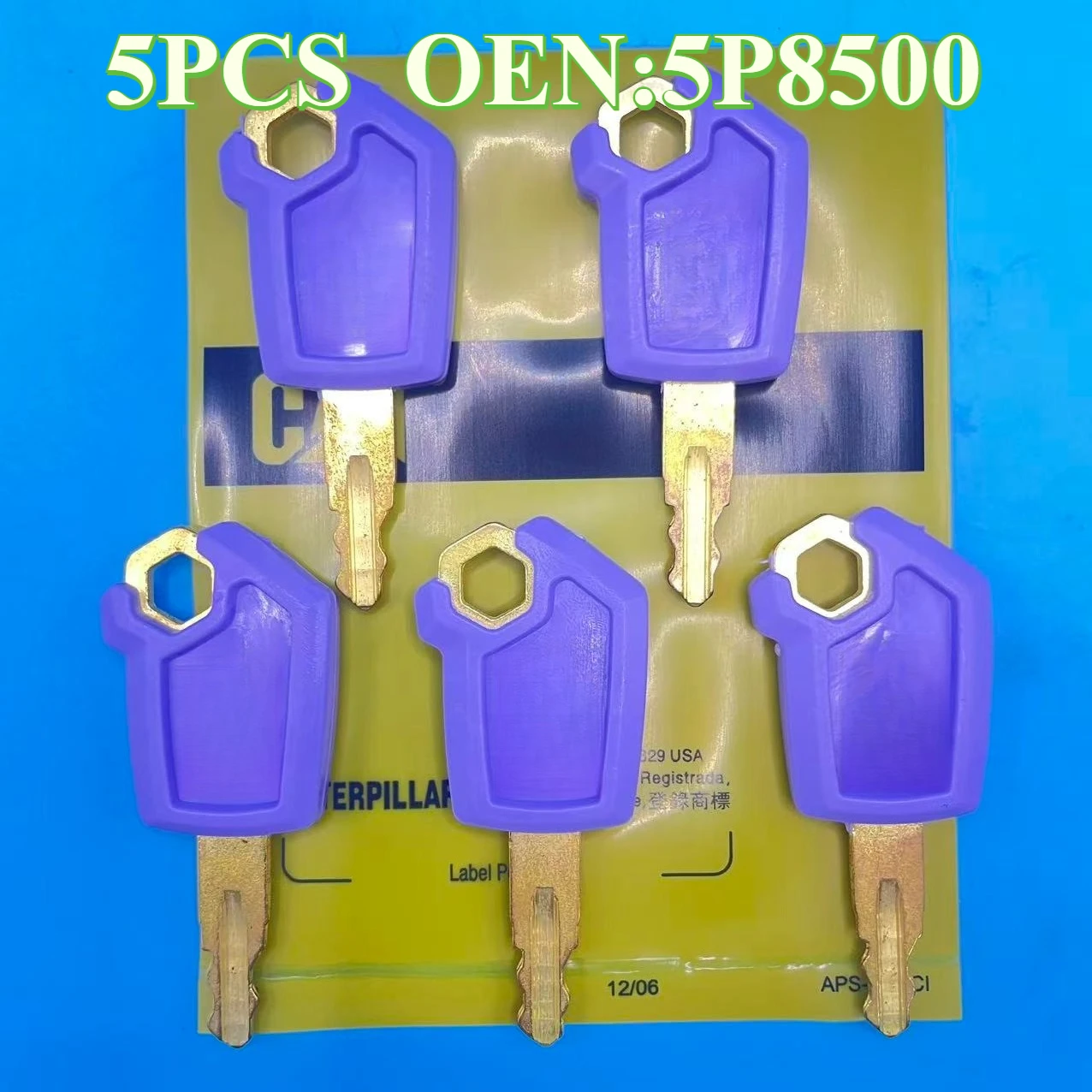 

5PCS Purple 5P8500 Ignition Start and Door Lock High Quality Key for Excavator Dozer Loader 5P8500 with Logo
