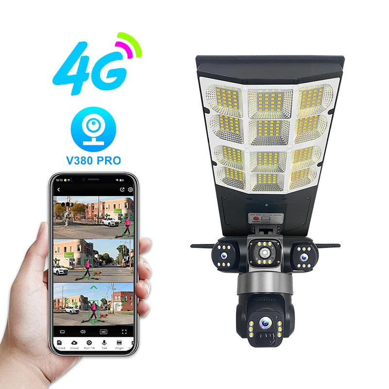 Solar Flood Light with Camera Solar Security Camera V380  Solar Security Camera with Sim Card IP66 Waterproof