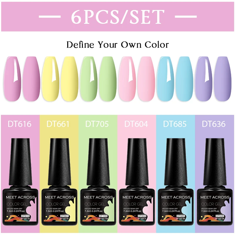 6pc Nude Nail Gel Polish Set Colorful All-Season Semi Permanent UV/LED Painting Gel Kit for Manicure Nail Supplies DIY Design