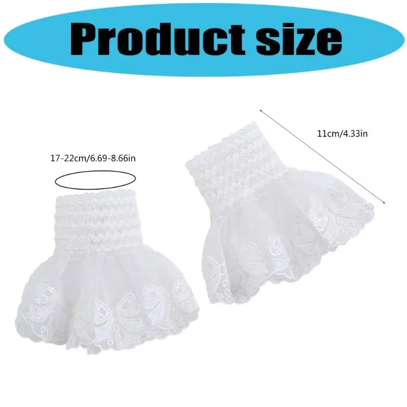 652F أغطية ذراع مطرزة على شكل زهرة وأكمام زخرفية مريحة وأكمام معصم للنساء والمراهقين والإكسسوارات #6