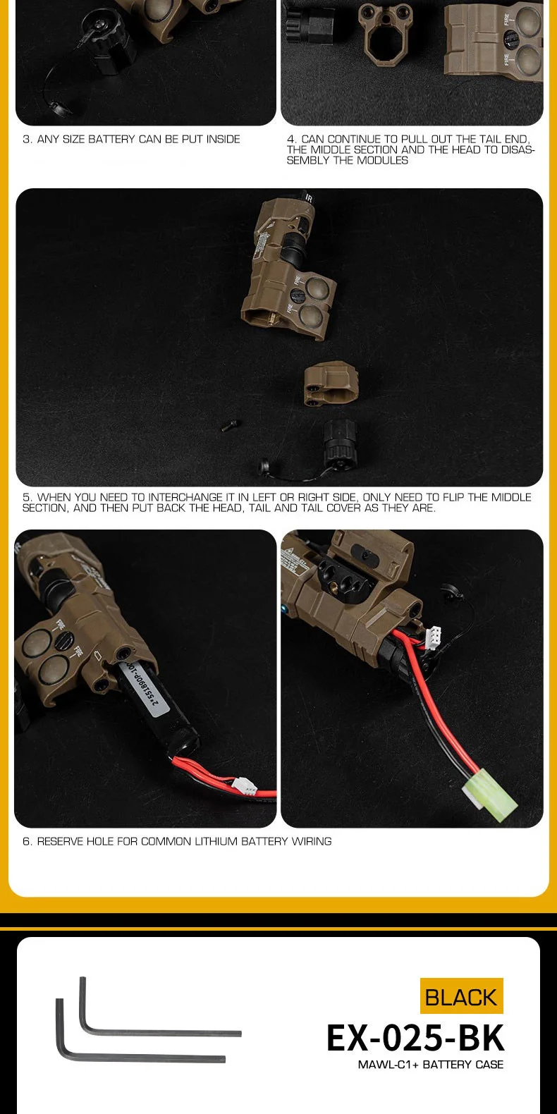 Taktische MAWL-C1 Dummy-Laserbox ohne Funktion, Batteriefach, passend für 20-mm-Picatinny-Schiene, Airsoft-Lasermodell – Detail 7