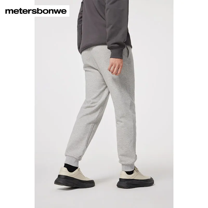 Metersbonwe-Men Women's 100%Cotton Relaxed Tapered Trousers Double Side Pockets Embroidery Logo Pants Sport Casual Jogger Spring