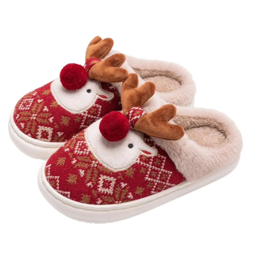 

Fashion Cute Cartoon Elk Slippers Lovely Soft Christmas Slippers Plush Deer Floor Flip Flops Bedroom