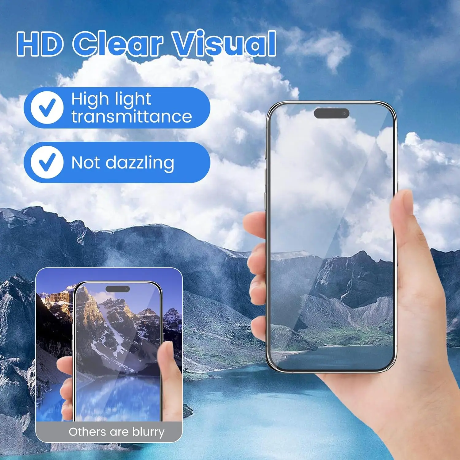 for iPhone 15 14 13 12 11 Pro Max Screen Protector, Tempered Glass Screen Protector Dynamic Island Compatible HD 9H Hardness