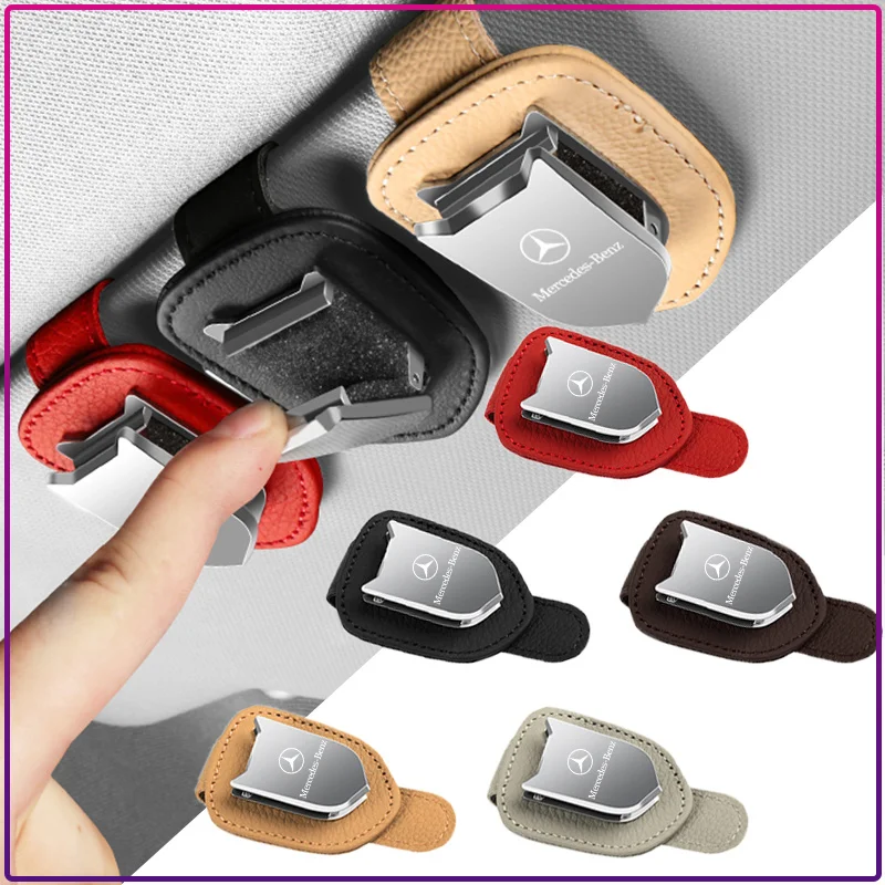 Auto Sun Visor Glasses Box Sunglasses Clip Card Ticket Holder Stand Stickers For Mercedes Benz C400 C450 C160 C180 C200 C220