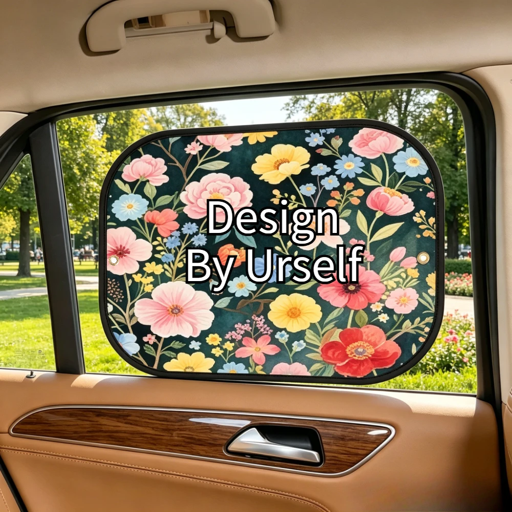 2D FLAT 2pcs/4pcs Custom Car Sunshade with Your Image/ Logo/ Design, Foldable Window Shade with 8 Suction Cups, Portable