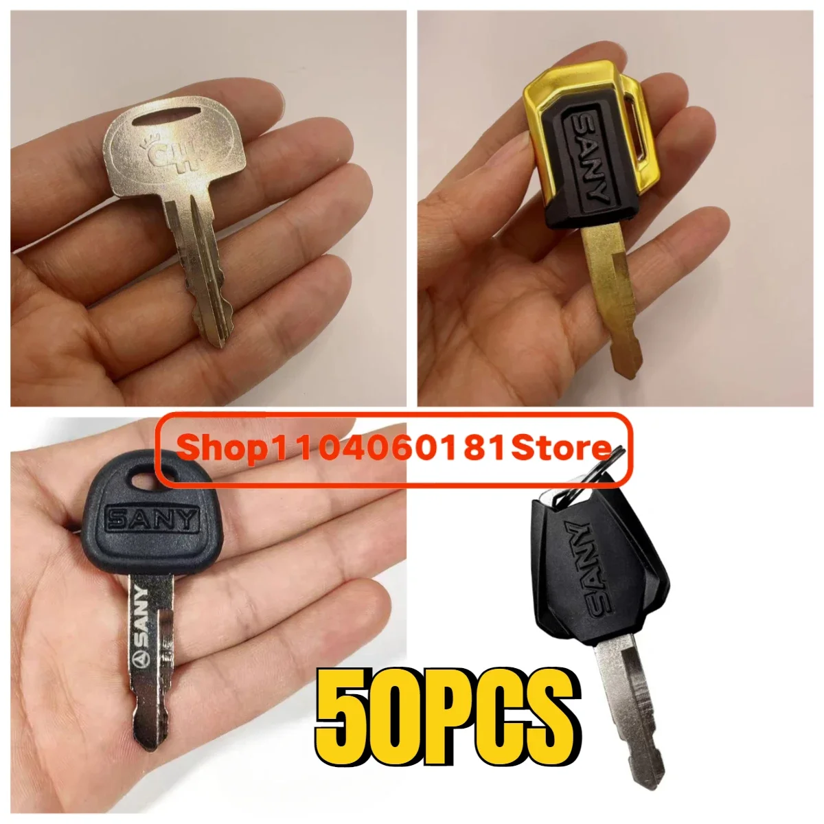 50PCS 5 Kinds of Key 60022654 for Sany SY55 65 75 135 125 235 335 465 Lgnition Keys Cab Door Key Excavator Heavy Equipment Key