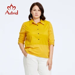 Astrid Women's Shirt Blouses 2023 Elegant Office Clothing Lapel Female T-shirt Fashion Stitching Plus Size Shirt Women Tops