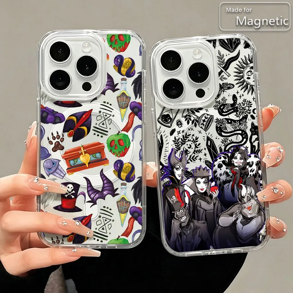 Cartoon Evils Queens Magnetic Phone Case for Samsung Galaxy S25 S24 S23 S22 S21 S20 FE Edge Plus Ultra 5G Clear Cover