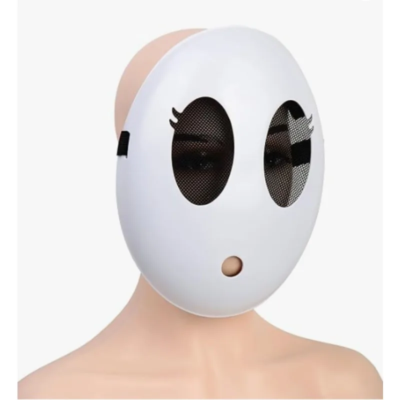 قناع الرجل الأبيض الخجول للفتيات، قناع الهالوين، قناع الوجه الكامل، إكسسوارات الدعامة التنكرية #5