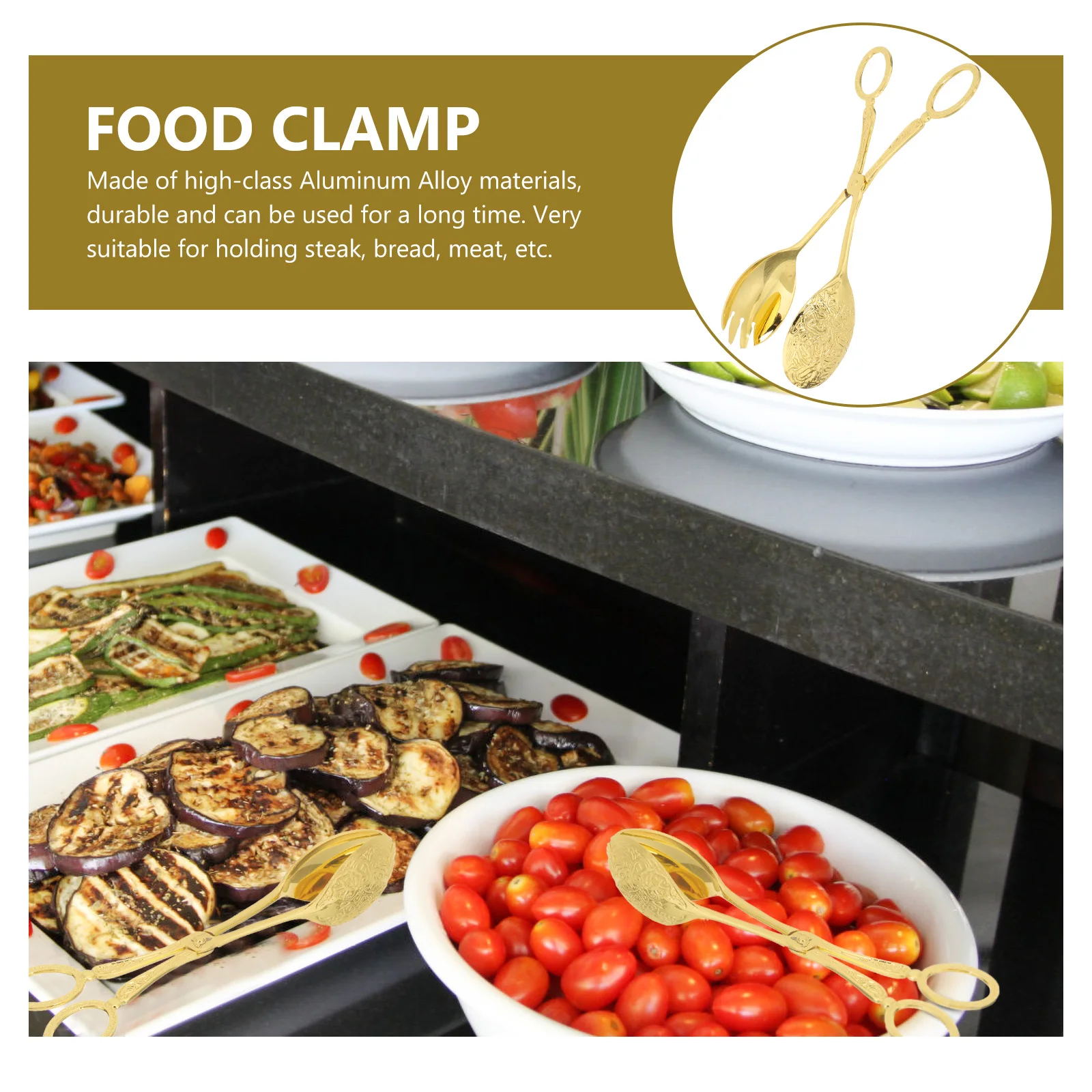 

Aluminum Alloy Restaurant Food Clamp Multi-Function Bbq Grill Tong Kitchen Steak Tong Outdoor Cooking Salad Tongs