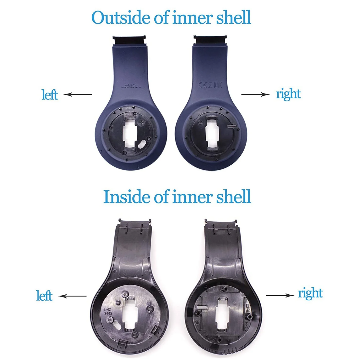 1 par de substituição de concha interna de fone de ouvido para estúdio 3.0 peças de reparo de fones de ouvido sem fio azul escuro