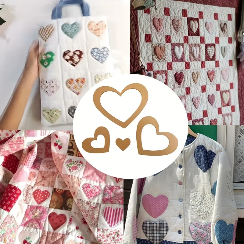 4Pcs Acrylic Nested Heart Quilting Templates Set for DIY Bags Clothes Quilts Pillowcases | Embroidery Crafting Supplies - view 6