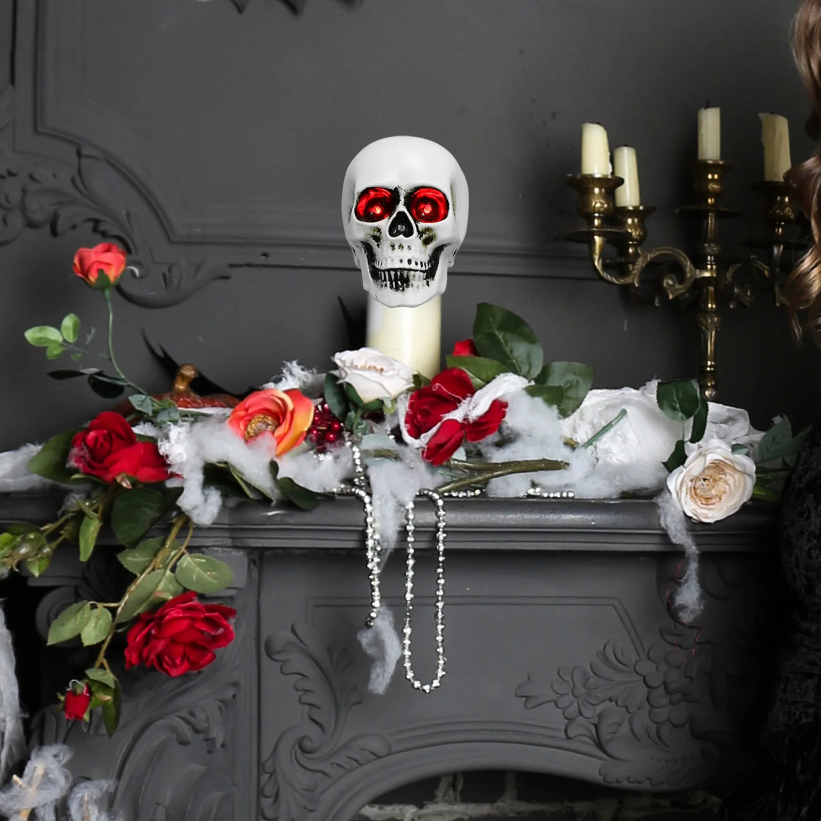 

Wall Lamp Halloween Party Ornaments Glowing Lamps Scary Hanging Skull Decor Funny Light Resin Nightclub Centerpieces