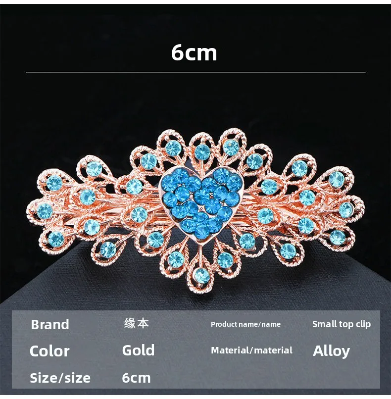 Luxus Strass Haarspange Funkelnde Kristall Blume Metall Frühling Haarspangen Braut Hochzeit Party Kopfschmuck Frauen Mädchen Geschenk – Detail 4