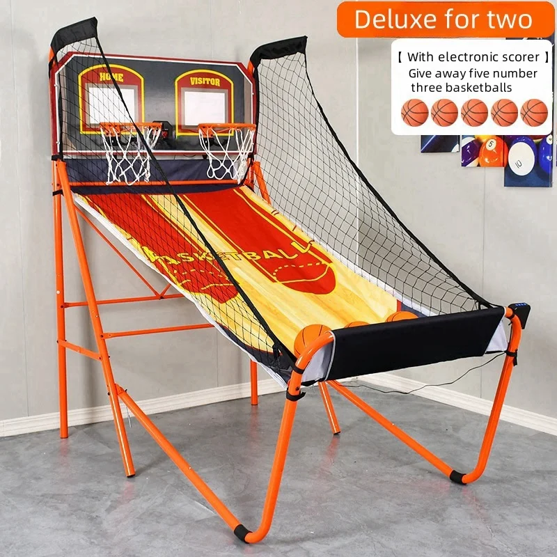 Máquina de tiro de pontuação dupla de luxo dobrável suporte de basquete duplo reforçado e montado rapidamente equipamentos esportivos