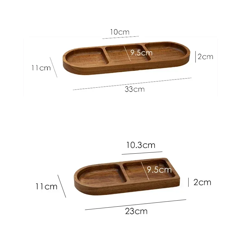 Japanese Wooden Tray Vintage Acacia Wood Dinner Dessert Plate Nut and Fruit Cake Plate Snack Western Steak Kitchen Tray