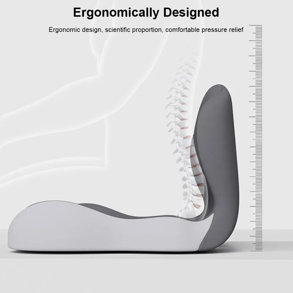 Memory Foam L-Shaped Integrated Seat Cushion with Back Support Comfortable Office Chair Sitting Pillow for Workers Car Drivers