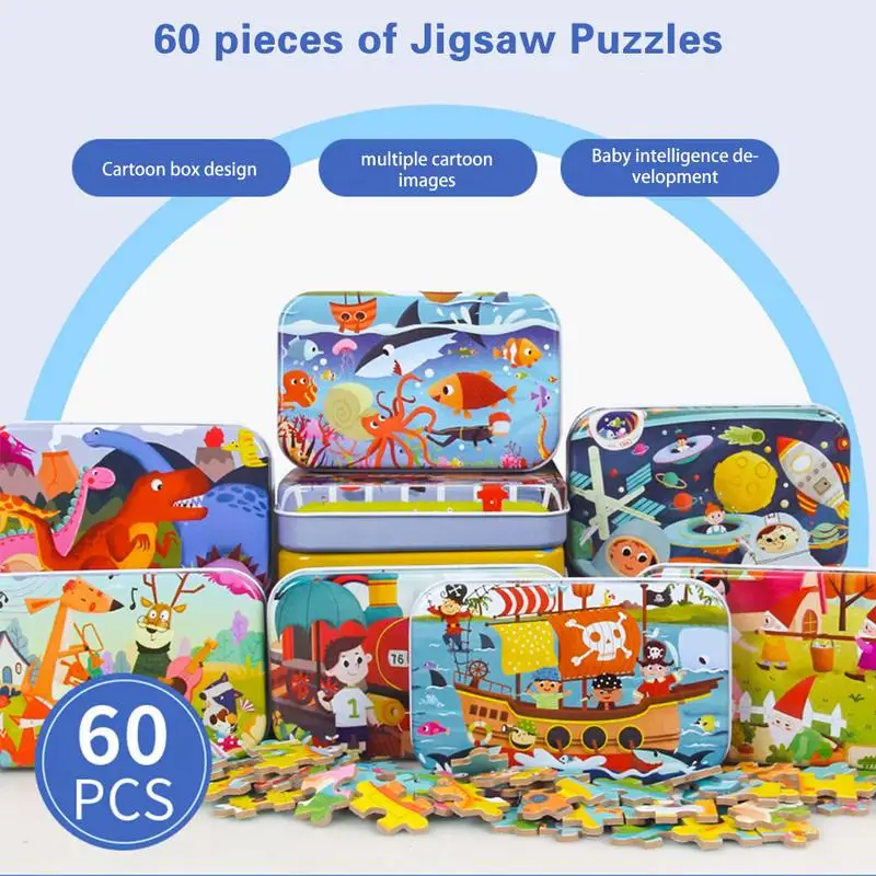 

Cartoon Puzzles 60Pcs Animation Jigsaw Puzzles Ages 3-5 Boys Girls Children Learning Educational Puzzles Portable Box Pack Toy