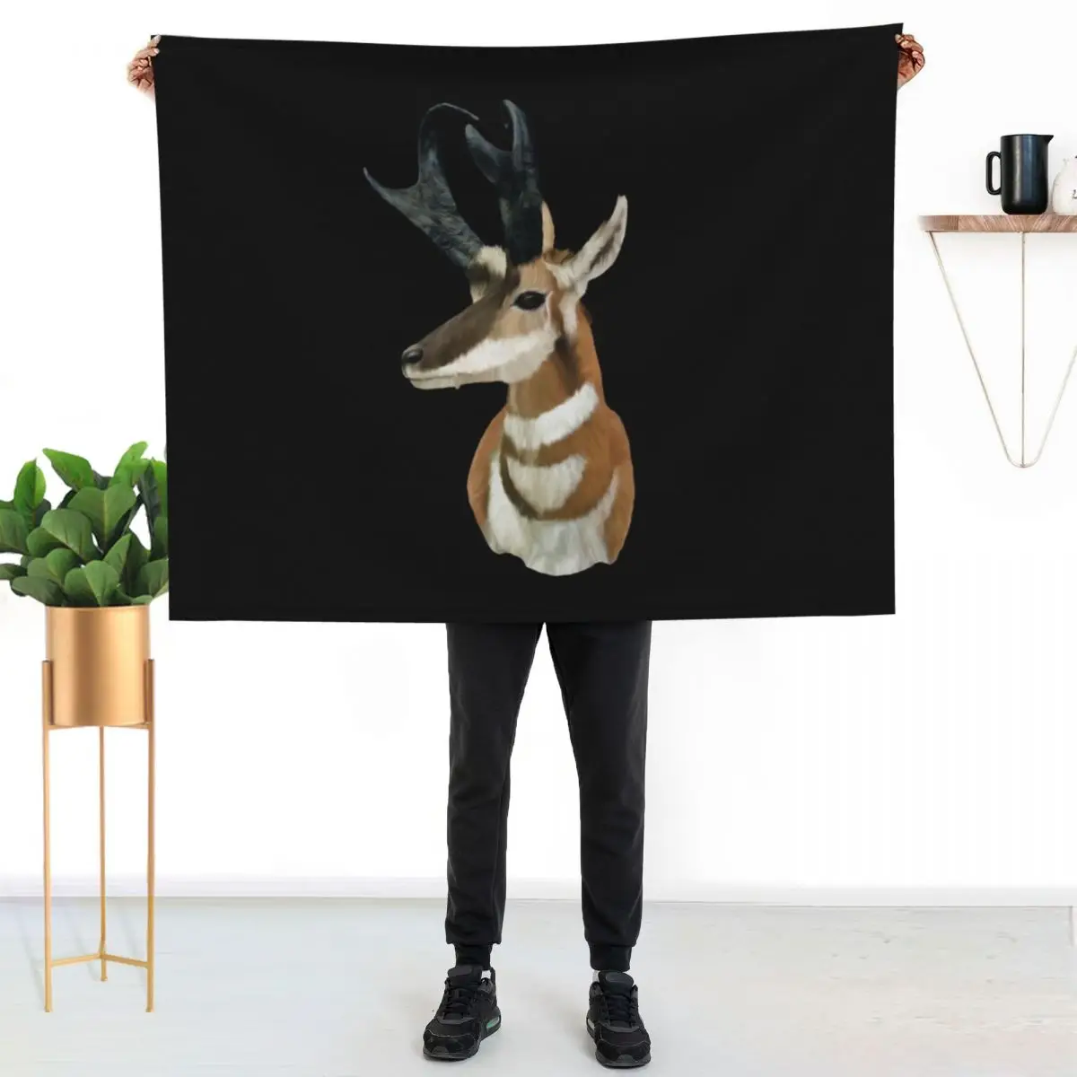

Pronghorn Antelope Throw Blanket Soft Sherpa Fleece Warm Blanket for Winter