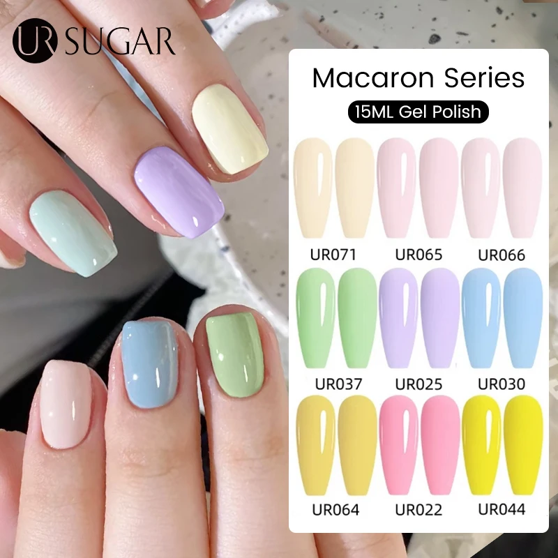 UR SUGAR 15ml  Macaron Candy Gel Nail Polish Spring Trendy Semi Permanent DIY Nail Art Soak Off UV Gel For Design Manicure