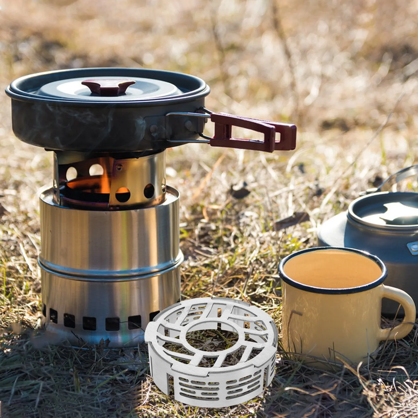 حاجز رياح معدني مدمج لموقد الت - مراجعة Camping Cooking Wind Blocker وسعره