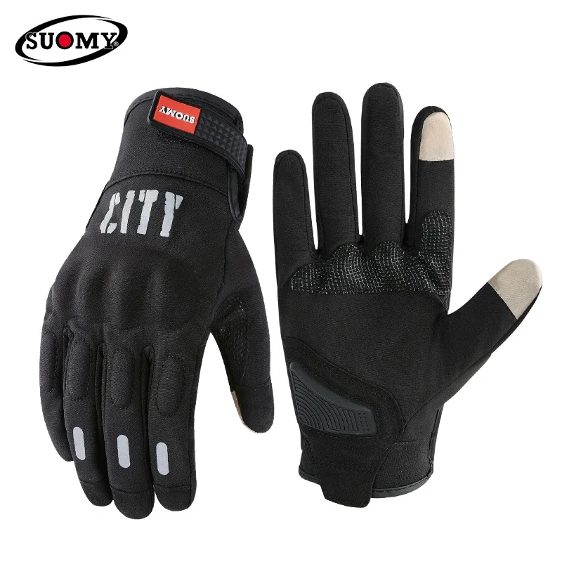 Autumn Winter Men Women Ultra Thin SUOMY Motorcycle Riding Gloves Warm Windproof Comfortable Anti-fall Black/Pink Moto Gloves view 2