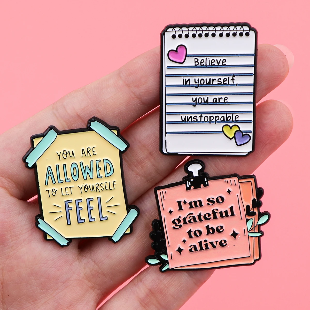 Motivational Quotes Enamel Pin Notes Brooches for Women Lapel Pins Badges on Backpack Clothing Accessories Creative Jewelry Gift