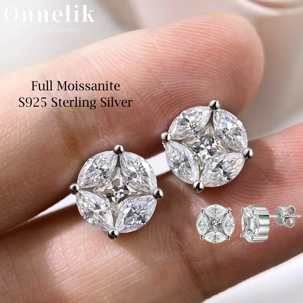 

Onnelik 10mm Cluster Star Full D VVS1 Moissanite Earrings S925 Sterling Silver for Women Wedding Anniversary Gift Fine Jewelry