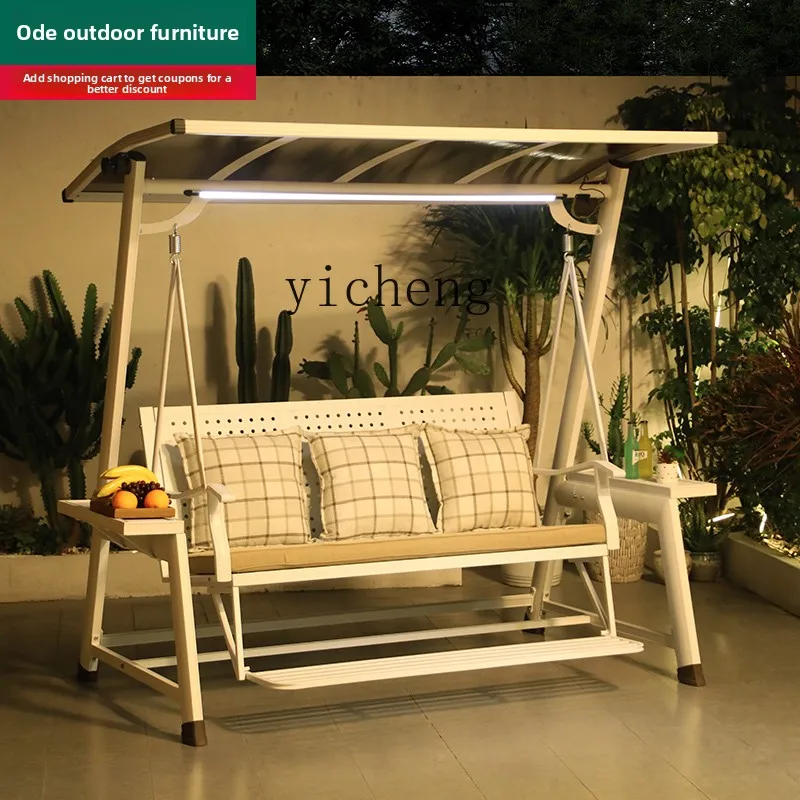 

LX Yard Terrace Aluminum Alloy Rocking Chair Courtyard Hanging Chair Villa Outdoor Folding